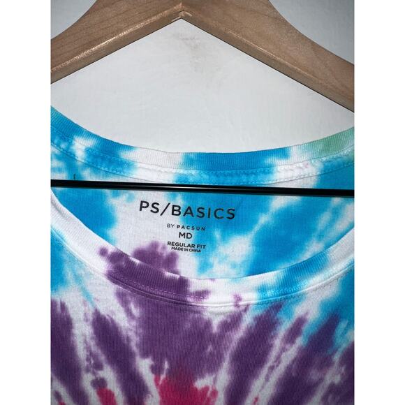 Basics Rainbow Spiral Tie Dye Shirt Pacsun PS Short Sleeve Y2K 2000s Medium - Picture 5 of 8